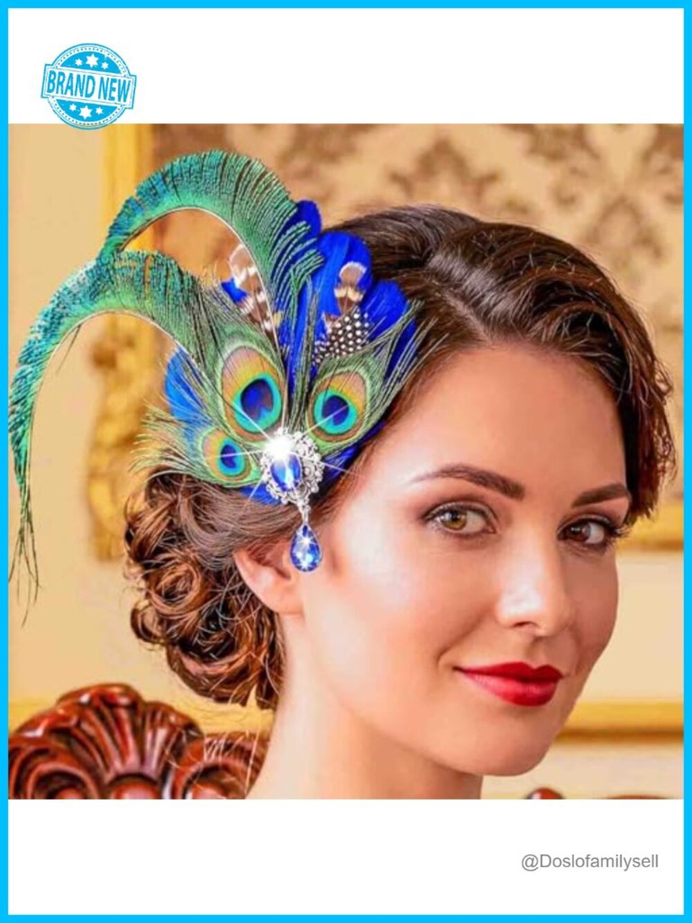 Peacock Feather Hair Clip Fascinator Gatsby Flapper Headpiece